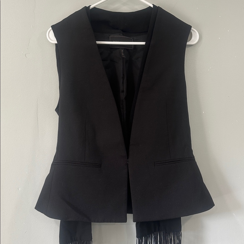 BCBGMaxAzria Black Fringe Vest